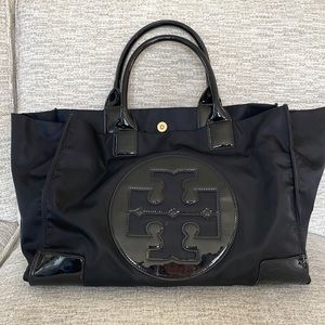 Tory Burch Ella Nylon Tote - Black/Patent